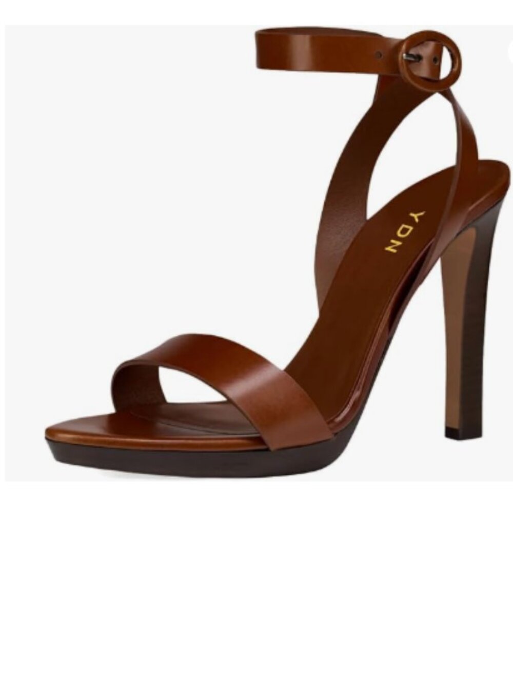 YDN Brown Open Pointed Toe Ankle Strap Sandals Minimalist Style High Heels Shoes